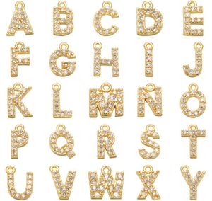 26 PCSSet Simple Classic Custom AZ 26 Alphabet Letter Charm Gold Color Copper Zircon Charm Name Pendant Original Woman Jewelry6878605