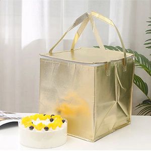 Large Insulated Bag Thermal Cooler Picnic Foldable Ice Pack Cake Food Storage Pizza Delivery Insulation Lunch Bag Gold 240125