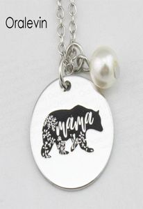 Metal Stamping Ideas MAMA Inspirational Hand Stamped Gravado Charme Personalizado Pingente Cadeia Colar Presente Jóias 18 Polegadas 22MM 10 Pcs L1753342