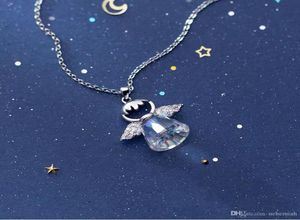 S925 Sterling Silver Crystal Angel Necklace Lady girl Lovely Angel Baby Necklace naive Superior quality Send a girlf1670081