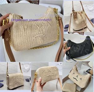 Borse Donna Borse a tracolla in nylon di paglia Borse Hobos Borse a catena Designer Crossbody Baguettes Lady Small Totes