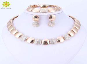 Dubai Gold Farbe Schmuck Sets Nigerian Hochzeit Afrikanische Perlen Kristall Braut Schmuck Set Frauen Hochzeit Party5291996