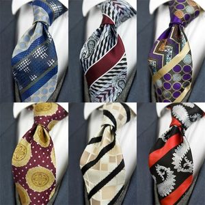 Gemelli di classe motivo geometrico paisley a quadri pois strisce cravatta da uomo 100 seta jacquard tessuto elegante marca 240119