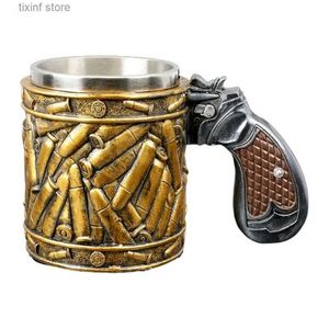 Tumblers Western Revolver Gun Beer Mug لجمع مسدس رصاصة كأس تصميم مجموعة نبيذ التذكارية بار كأس البيرة الأمريكية T240218