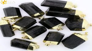 CSJA 1 шт. натуральный черный турмалин руда драгоценные камни необработанная поверхность камень исцеление рейки кулон из бисера нунатак энергетическая чакра подвески для мужчин W4244702