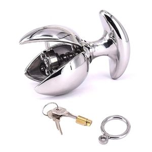 Chastity Devices With Ass Vault Locking Anal Expander Stainless Steel Locking Anal Anchor Adjustable Butt Plugs Sex Toys for Women Men