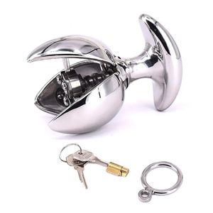 Dispositivos de castidade com ass vault locking expansor anal aço inoxidável bloqueio anal âncora ajustável butt plugs brinquedos sexuais para mulheres homens