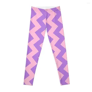 Active Pants Cotton Candy Pink And Lavender Violet Vertical Zigzags Leggings Leginsy Push Up Joggers For Womens