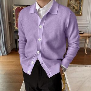 Maglioni da uomo Cardigan lavorato a maglia Harajuku da uomo con bottoni bavero giacca maglione a maniche lunghe tinta unita invernale maglione basic abiti maschili