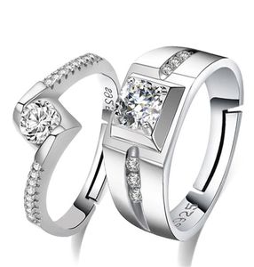 S925 Sterling Silver Promise Rings för parälskare Resizable Zirconia Wedding Party Jycken Jubileumsgåva WH859994692