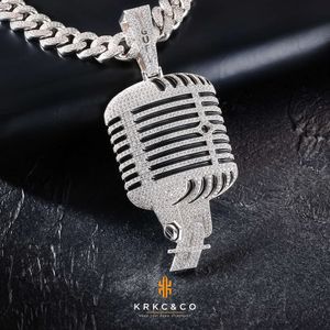 Krkc 18k Gold Microphone Pattern Pendant Vvs Moissanite Customized Highquality Luxury Hip Hop Iced Out Rapper Personal Pendant