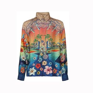 Casablanca arance en fleur camicie da seta da uomo e donna designer camicie casua a maniche lunghe a maniche lunghe 667