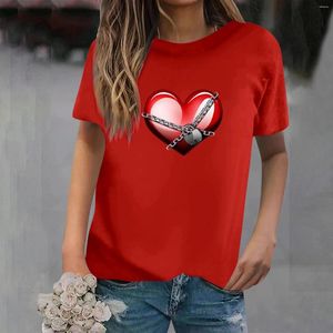 Women's T Shirts Spring/Summer Valentine's Day Love Sexy Printed Loose Casual Short Sleeved Shirt Women Active Wear Tops