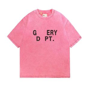 Galerien T-Shirts Männer Frauen Designer Unisex T-Shirts Ärmel Schwarz Weiß Mode T-Shirt Briefdruck Luxus rosa Farbe T-Shirt Marke Kurzarm Baumwollhemd Mode