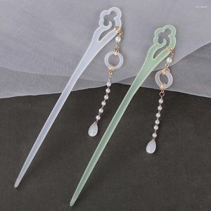 Hair Clips Chinese Hairpins Stick Plain White Tassel Wooden Hairpin Girls Clothes Ornament Women Styling Accessories ML