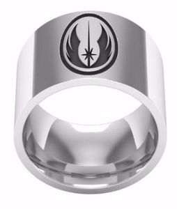 Säljer Jedi Symbol Graved Par Movie Ring Polished Stainless Steel High Ring Film smyckesgåva för Men4578256