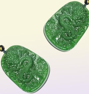 Natürliche grüne handgeschnitzte Drachen-Jade-Anhänger-Halskette, Schmuck, Geschenk, Edelstein, Ganzes 8981445