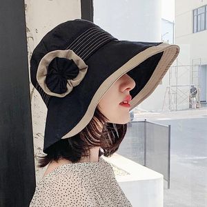 Berets Fisherman Hat Ladies Summer Outing Sun Visor Sunscreen Anti-UV Face Cover Large Along Flowers Simple Fashion Basin