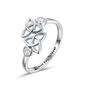Irlandzki celtycki węzeł pierścionek serce I Love You Forever 925 Srebrny srebrny pierścionek z pierścionkiem ślubnym Prezent dla kobiet dziewczyna 240125