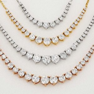 Moda 14K Solid Gold VVS Natural Diamond Round Absolwent Elastyczny naszyjnik z półksiężyca z regulowanym łańcuchem hurtowym Indie