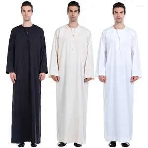 Ethnic Clothing Men Thobe Thoub Islamic Muslim Arab Kaftan Long Sleeve Jubba Dubai Saudi Arabia Robe Daffah Caftan Dress Middle Eastern