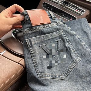 För män designerjeans kvinnor byxor rak style street kläder smala passform broderi mönster jeans grossist lila jeans designer jean