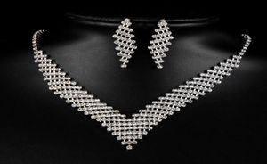 Fashion Bridal Jewelry Charming Rhinestones Crystal Necklace Earring Bijoux Set for Women Wedding Bridesmaid Accessories4935399