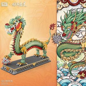 Blocos 1416 pçs modelo de dragão chinês blocos de construção criativo mini decoração tijolos animal puzzle brinquedos com base crianças adultos presentes