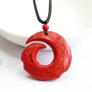 Pendants Natural Genuine Red Sand Cinnabar Pendant Antique Pattern Necklace Jewelry Men's And Women's Fine