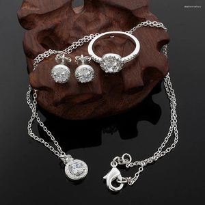 Naszyjnik Ustaw prawdziwy czysty 925 Srebrny trend biżuterii Modna strzałka pendant Pierścień palca dla kobiet Prezent