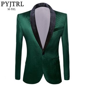 Pyjtrl men039s verde roxo rosa azul ouro vermelho preto veludo moda terno jaqueta casamento noivo palco cantor baile de formatura fino ajuste blazer2876152