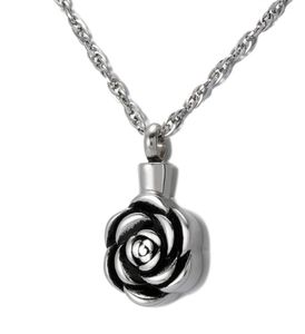 Cremation Jewelry Rose Urn Necklace For Ashes Keepsake Memorial Pendant Locket Rostfritt stål Vattentät Remembrance Halsband3558750