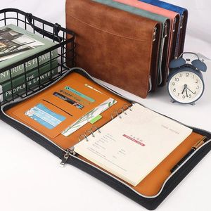 Loseblatt-Reißverschlusstasche, Notizbuch, Briefpapier, Brieftaschenstil, Ol-Business-Buch, Multifunktions-Rechner-Binder