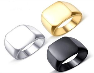 1 peça em todo o mundo novo anel quadrado de aço inoxidável 316L masculino meninos joias fashion anel quadrado polonês 1384266