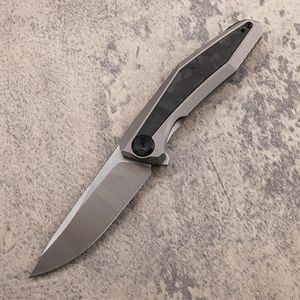 A0224 High End 0470 Flipper Folding Knife 20CV Satin Blade TC4 Titaniumlegering med kolfiberhandtag Bollbärande snabbt öppna EDC -fickmappknivar