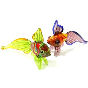 Färgglada Murano Glass Tropical Fish Figurine Ornament Europeisk stil Söt havsdjur Small Staty Hem Desk Aquarium Decor Gifts 240123