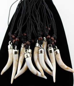 Fashion Jewelry Whole Mixed 12pcs Acrylic Design Imitation Elephant tooth Necklace Wolf tooth pendant Amulet Gift MN5798087977