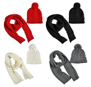 Frauen Winter Grobstrick Geflochtene Zopfmuster Hut Schal Set Cuffed Beanie Cap Schal9257909