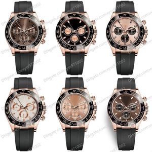 Relógios masculinos de 10 estilos M116515ln 40mm mostrador de chocolate 18k ouro rosa pulseira de borracha natural sem cronógrafo 2813 esportes automático 294L