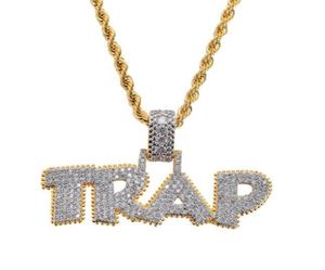 Necklaces Ice Out Chain Trap Design Letter Pendant Personality Trend Fashion Hip Hop Necklace6930618