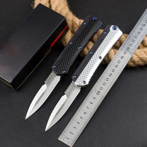 1st Ny H2437 Auto Tactical Knife D2 Satin Double Edge Blade CNC Zn-Al Alloy Handle Outdoor Camping Handing Survival Knives With Nylon Bag