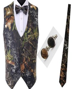 brudgummen sliter mörk jakt brudgum västar 4 bit set camo tuxedo väst mörka mens camo bröllop väst kamouflagjakt vests7058345