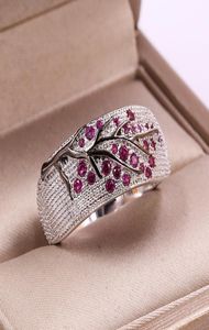 Genialne kolorowe pierścionki z cyrkonu w kolorze drzewa dla ekskluzywnej punkowej gałąź gałąź biżuterii Prezentacja 7764215