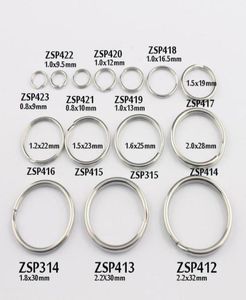 Nyckelkedjring 9mm95mm10mm12mm1316532mm split dubbel loop ring rostfritt stål kan blanda diy smycken 100pcs500pcslot zsp481468923582995