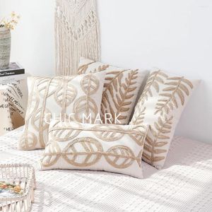 Caso de travesseiro capa de linho folhas almofada bordada 45 almofadas decorativas para sala de estar almofadas sofá cintura