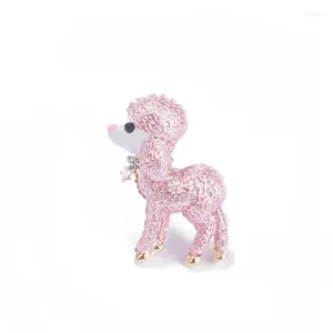 Broches bonitos poodle filhote de cachorro para mulheres feminilidade terno de luxo acessórios pinos outono inverno casaco suéter ornamentos