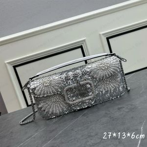 Imitation Crystal pärlstav axelväskor väska mode crossbody väska silver väska kvinnor koppling påse lyx designer väska handväska med låda