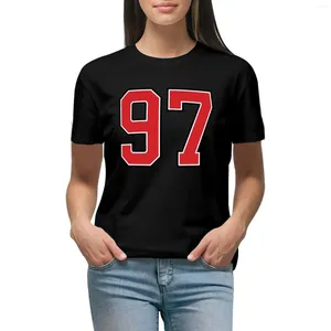 Kvinnors polos sport nummer 97 röd svart färg lycklig sport nittio sju t-shirt kvinnliga roliga vårkläder kvinnor 2024