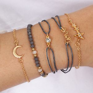 Europa och Amerika gränsar till nya tillbehör Fashion Simple Love Five Pointed Star Moon Combination Six-Piece Armband