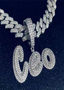 Collana con nome personalizzato Hip Hop Ciondolo con combinazione di diamanti Lettera Nome Ciondolo Micro Cubic Zirconia Oro Argento Colore Collegamento cubano Cha3884774